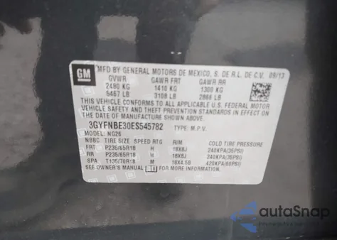 2014 Cadillac Srx Luxury Collection from USA, damaged, VIN 3GYFNBE30ES545782